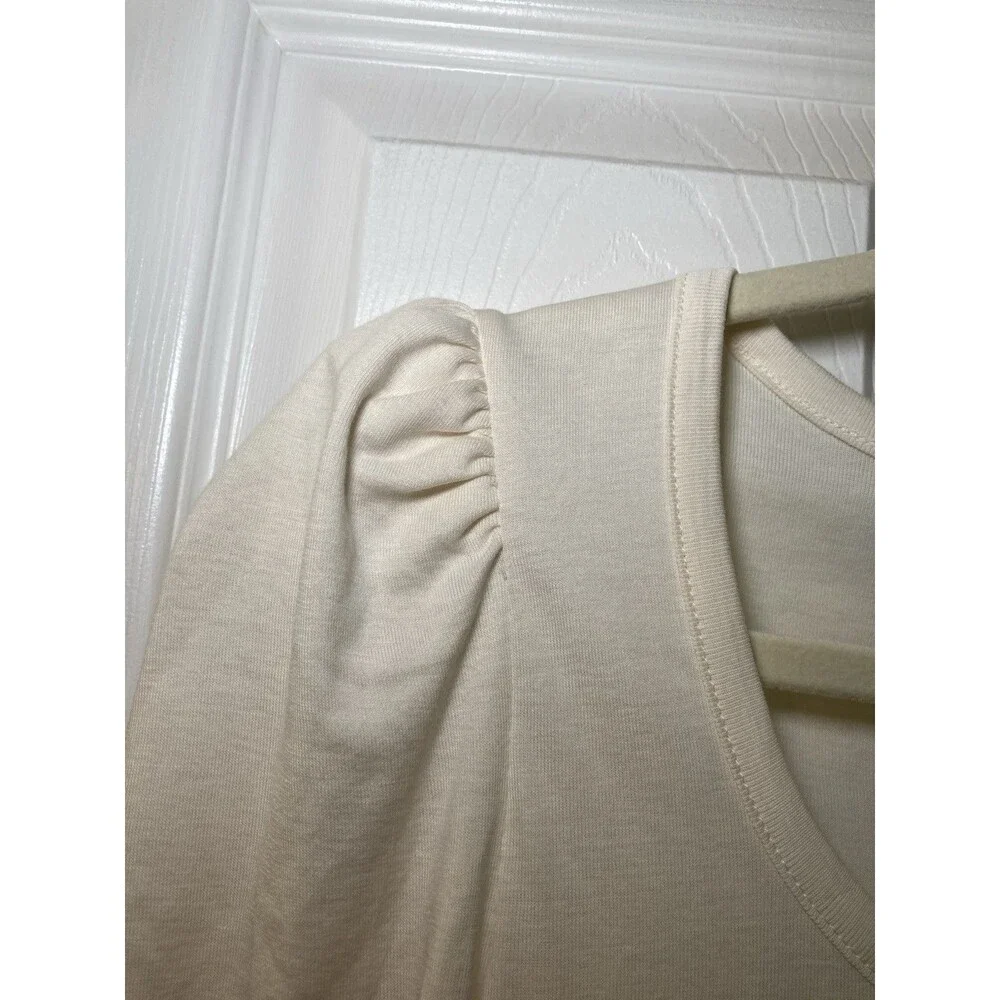 Madewell Off-white Ivory Cream Puff Shoulder T-shirt Elbow Length Sleeve XXS NWT